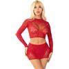 LEG AVENUE Completino Sexy Rhinestone Crop Top and Mini Skirt Rosso
