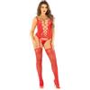 LEG AVENUE Completino Sexy Cami Garter with Stockings and String Rosso