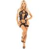 LEG AVENUE Completino Sexy Heart Net Cami Garter and String Nero