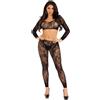 LEG AVENUE Completino Sexy Crop Top and Footless Nero