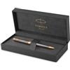Parker Sonnet Penna a Sfera | Laccatura Grigia con Pennino Dorato | Punta Media | Ricarica di Inchiostro Nero | Confezione Regalo | Regali di Laurea Perfetti