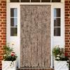Homgoday Tenda antimosche beige e marrone scuro, 90 x 200 cm, ciniglia, tenda a fili per porta, zanzariera per insetti, divisorio per porte, porte con nappe, divisori per porte