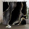 Xiaoterna Tenda da doccia in marmo nero Tenda da bagno impermeabile alla polvere d'oro Lusso astratto nero macchie d'oro marmo lavabile tenda da doccia Tessuto resistente a muffa e funghi 180x220cm