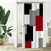 Xiaoterna Tenda da doccia geometrica Tenda da bagno rossa e nera Arte astratta moderna Strisce quadrate colorate Tende da doccia lavabili in tessuto idrorepellente per il bagno 90x180cm