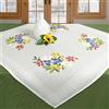 Kamaca Set ricamo Alpinzauber con motivi alpini (stella alpina, genziana), 80x80 cm, precontrassegnato, alta qualità. Include fili 100% cotone e istruzioni per punto nodale, gambo, piatto e nodo