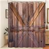 Xiaoterna Tenda da doccia rustica Tenda da bagno in legno con porta di fienile Rustico marrone fattoria tavole di legno impermeabile Resistente alla muffa Tenda per vasca da bagno 120x200cm