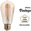 Ideal Lux Lampadina Edison a led 4w Luce Calda 2200k 330 lm e27 Dimmerabile Vetro Ambrato