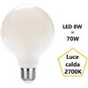 F.a.n Europe Lighting S.r.l. Lampadina Globo Satinato led 8w Luce Calda 2700k 950 Lumen e27 Diametro 95mm fan