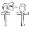 Bling Jewelry Orecchini Minimalisti Petite Delicato Simbolo Religioso Della Vita Ankh Egiziano Croce Per Donne Per Uomini Lucido .925 Argento
