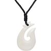 81stgeneration Collana Hei Matau in Osso Intagliato Liscio | Ciondolo Semplice in Stile Maori | Gioielli Tribali da Surfista da Donna e da Uomo | Collana Hawaii con Cordino Nero e Amo da Pesca in Osso