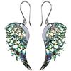 81stgeneration Orecchini Ad Ala D'angelo in Conchiglia di Abalone Intagliata con Argento Sterling 925 - Grandi Orecchini Pendenti Fatti a Mano con Piume D'aquila per Donna - Gioielli Regalo Boho Chic
