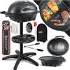KESSER® Barbecue elettrico 2in1, grill da tavolo con supporto per coperchio | termometro max. 2400 watt | rivestimento antiaderente | piastra XXL | ripiano integrato grill elettrico - Inkl. Set