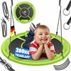 KESSER® Altalena a nido, altalena rotonda, diametro 60 cm, carico 200 kg, con cuscino e 4 maniglie regolabili, altalena per bambini, interno esterno, per bambini e adulti, verde