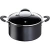 Lagostina Tempra, Casseruola Fonda 24 cm con Coperchio, Rivestimento in Titanium Antiaderente Antigraffio e Fondo in Acciaio Inox, Manici Rivettati, per Tutte le Fonti di Calore Inclusa Induzione