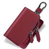VISOUL Custodia in Vera Pelle per Chiavi Auto, Stile Vintage Sacchetto Chiave con Doppia Cerniera Auto Chiave Portafoglio Portatile Portachiavi per Auto Donna Uomo (Carbonio Rosso)
