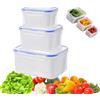 Generic Contenitore per alimenti 4 in 1, a tenuta stagna con scolapasta rimovibile e coperchio ermetico, grande contenitore per frutta e verdura per organizzare il frigorifero con cestello di scolo (Blue)
