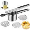 NAILAO Schiacciapatate acciaio inox, adatto per purè di patate, purè di verdure, dotato di 3 filtri, design ergonomico e impugnatura in plastica