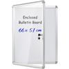 COSTWAY Bacheca Magnetica per Esterno, Bacheca da Parete con Lavagna, Pannello in PET Trasparente, Chiave e Telaio Leggero in Alluminio, per Ufficio, Condominio e Aziendale (Argento,66 x 51 cm)