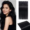 MY-LADY Extension Clip Capelli Veri 1 Unità 20cm #01 Nero Clip Extension Capelli Umani Naturali Invisibile con 5 Clip Liscio 40g