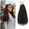 Firstcyh Hair, Extensioni per capelli con trecce a scatola Boho uncinetto con capelli ricci, pre-inanellate, lunghe, nere, disordinate, trecce di dea per capelli da donna nero (90 cm (confezione da 8