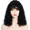 FASHION IDOL Bob Ricci di Capelli Umani Con Frange Jerry Curl - Parrucche Vergini Brasiliane Senza Pizzo Frontali per Donne