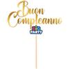 Big Party Mini Cake Topper Italic Buon Compleanno Oro Metal