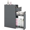 RELAX4LIFE Mobile da Bagno Sottile, Mobile da Bagno a 4 Livelli con Cassetti Estraibili su 3 Ruote, Piano Superiore con Bordi Rialzati, Cassettiera Stretta per Lato WC, per Spazi Ridotti (Grigio)