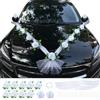 APKOL Addobbi Auto Matrimonio, 9 pz Fiori Artificiali Vintage + 2X 1.6m Ghirlanda di Fiori di Seta Bianca + 2 pz Decorazione Specchietto, Kit Decorazioni Macchina Sposi Rose Romantico