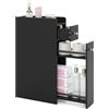 RELAX4LIFE Mobile da Bagno Sottile, Mobile da Bagno a 4 Livelli con Cassetti Estraibili su 3 Ruote, Piano Superiore con Bordi Rialzati, Cassettiera Stretta per Lato WC, per Spazi Ridotti (Nero)