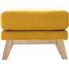 Miliboo Pouf Poggiapiedi sfoderabile scandinavo in tessuto effetto velluto giallo senape e legno chiaro Oslo