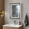 YGHQAP Armadietto a specchio da bagno con illuminazione a LED, 1 anta, con specchio HD e ripiani regolabili, pensile, 3 colori di luce dimmerabili (1 anta bianca)