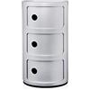 Kartell Componibili Contenitore 3 Elementi, ABS, Base Tonda, Argento, 32 x 32 x 58.5 cm