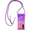 Paekear Custodia per Cellulare con Corda per Xiaomi Mi Note 10 Lite Case, Liquido Sabbie Mobili Bumper TPU Cover con Collana Practical Stylish/Necklace Cordoncino Cordino Tracolla, Rosa & Viola