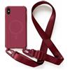 2NSPDRGNI Magnetica Cover con Collana Compatibile con iPhone XS MAX,Case con Laccio per Il Collo Custodia con Cordino,Rosso