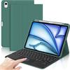 IVEOPPE Cover Tastiera per iPad Air 11 M4 2026/M3 2025/M2 2024 11 Pollici | Keyboard Touchpad Magnetico Staccabile, Italiano QWERTY, Custodia Tastiera Trackpad Bluetooth con Portapenna, Verde scuro