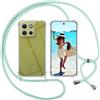 ISOI Cover con Cordino per Motorola G86 5G, Custodia Trasparente con Collana Tracolla Laccio Collo Ultra Sottile Morbido TPU Silicone Antiurto AntiGraffio Case, Verde