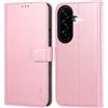 Leacckl Cover per Samsung Galaxy A27 5G, Custodia a portafoglio in Pelle PU Premium [Magnetica a Scatto] [Funzione Stand], Rosa