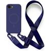 2NSPDRGNI Magnetica Cover con Collana Compatibile con iPhone 16e,Case con Laccio per Il Collo Custodia con Cordino,Blu