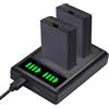 Generic Caricabatterie Per Fotocamera Carica Rapida Doppio Slot Display LED Per | Confezione Da 2 Caricabatterie Per Videocamera Portatile Viaggio Outdoor Zaini Valigie Donna Uomo Viaggio Outd
