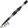 Allthingstore Canna da pesca telescopica in carbonio, portatile, con mulinello in metallo e punta solida, per viaggi a riva, surf, casting, rosso, 1,8 m (2,4 m)