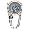 Drawup Orologio da esterno con bussola e sveglia, orologio da polso al quarzo impermeabile con lancette luminose, per sopravvivenza, escursionismo, campeggio, design a moschettone portatile, 40 mm per