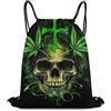 Generic Zaino Coulisse, Stampa Zaino da Viaggio, Skull Weed Leaves Leaves Green Black, Unisex Sacca Sportiva Palestra per Yoga, Donna, Viaggi, 36X42cm