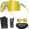 HTS HUNTERSKY Huntersky Z87 - Occhiali da sole da baseball UV400, piccoli, per bambini, donne, corsa, ciclismo, sport all'aria aperta, F31d bianco/oro, Small