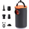PlusFive Pompa ad aria elettrica a batteria, 1200 mAh, mini pompa ad aria con 4,5 kPa, 220 l/min, pompa di gonfiaggio e sfiato USB-C con luce LED, 5 ugelli per materasso ad aria, salvagente, sacchetto