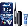 Oral-B iO 3 Spazzolino Elettrico Ricaricabile, con 1 Testina di Ricambio, Nero - 1 Testine di Ricambio per Spazzolino Elettrico, Custodia da Viaggio + 1 Dentifricio Pro Expert, Pulizia Denti Efficace