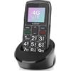 artfone Telefono Cellulare per Anziani 4G LTE con Tasti Grandi, Batteria 1800mAh, Pulsante SOS, Volume Alto, Base di Ricarica USB-C, Chiamata Rapida, Telefonino Cellulari per Anziane e Nonni, Nero