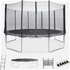 sweeek Trampoline Ø460cm - Neptune XXL gris et filet, échelle, bâche, filet chaussures, kit d'ancrage 460 cm 4m | sweeek