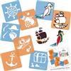 Nakleo Stencil pittura per bambini, set 8 pezzi 15x15 cm pirati, stencil disegno creativo bambini, stencil pittura riutilizzabile plastica