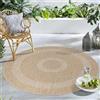 Carpetsale24 Tappeto Rotondo da Esterno Impermeabile Cucina Balcone Terrazza Look Naturale Sisal Design Vintage 200 cm rotondo