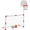 vidaXL Set da calcio e basket per bambini con palloni 98x50x70 cm